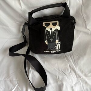 Karl Lagerfeld Black Graphic Shoulder Bag